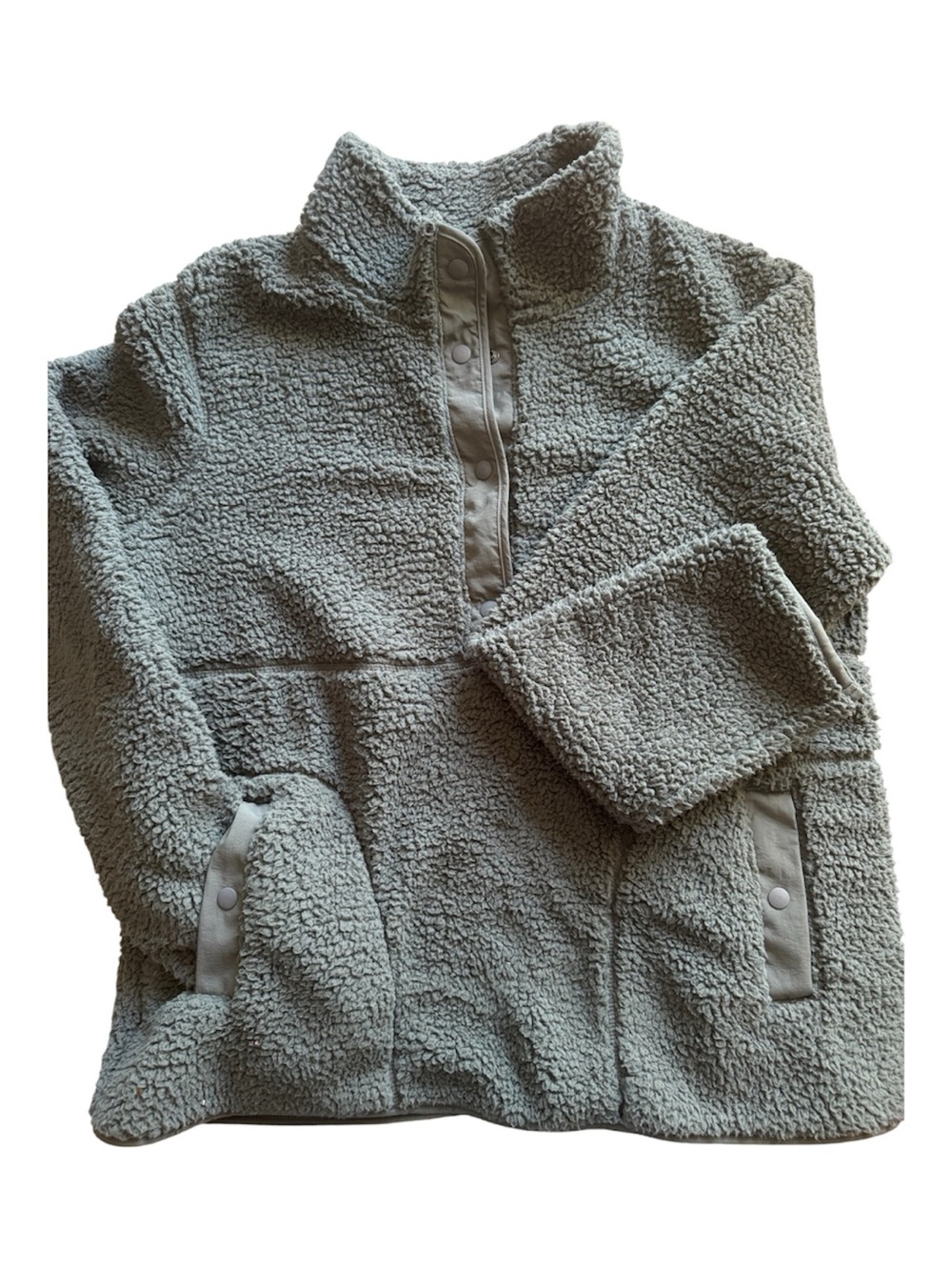 Women’s Plush Sherpa Pullover Jacket - sage green